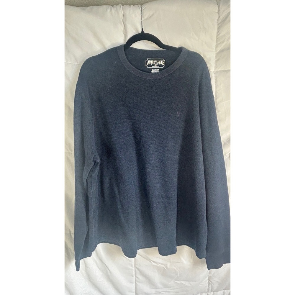 American Eagle Outfitters Mens Navy Blue Long Sleeve Thermal Crew Neck Shirt XXL